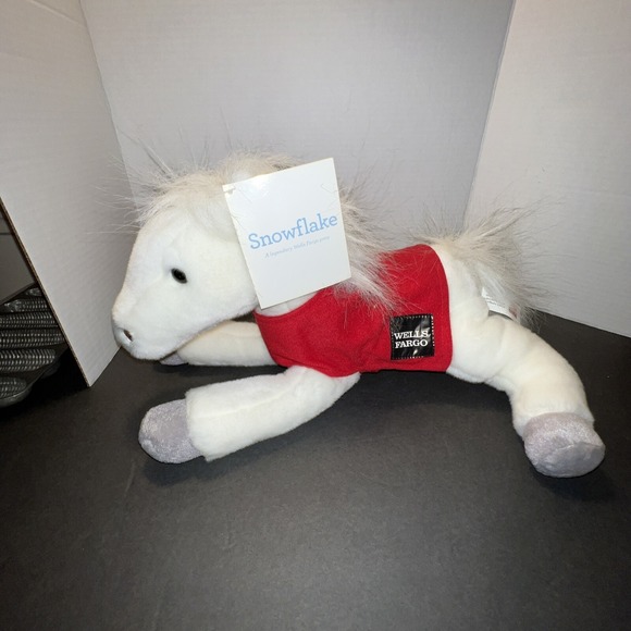 Wells Fargo Snowflake Legendary Pony White Horse Plush Red Vest Stuffed Animal